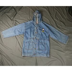 Vintage Mickey Mouse Denim Jacket Womens S Hooded Drawstring Mickey Inc